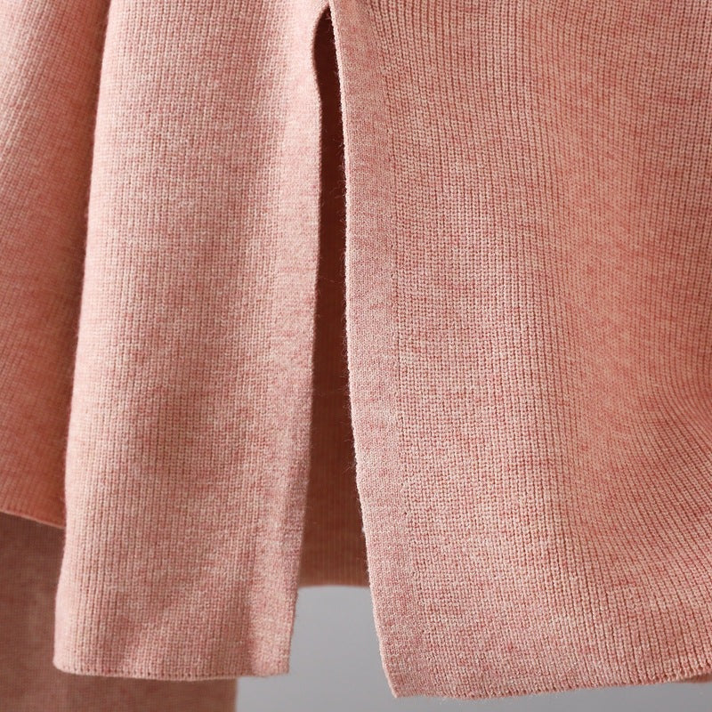 2+ Stand Collar Side Split Knit Sets