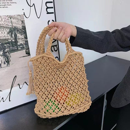 Hollow Out Tassel Woven Beach Shoulder Bag
