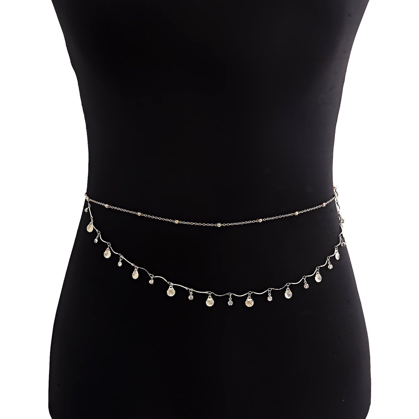 Simple Shell Sequin Rhinestone Waist Chain