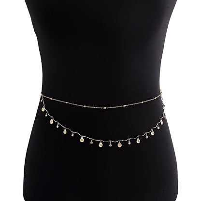 Simple Shell Sequin Rhinestone Waist Chain