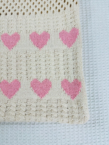 3+ Love Print Hollow Out KNit Shoulder Bag