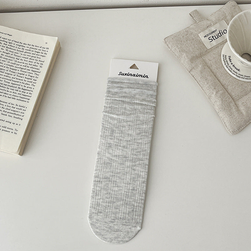 Solid Color Cotton Hollow Crew Maternity Socks