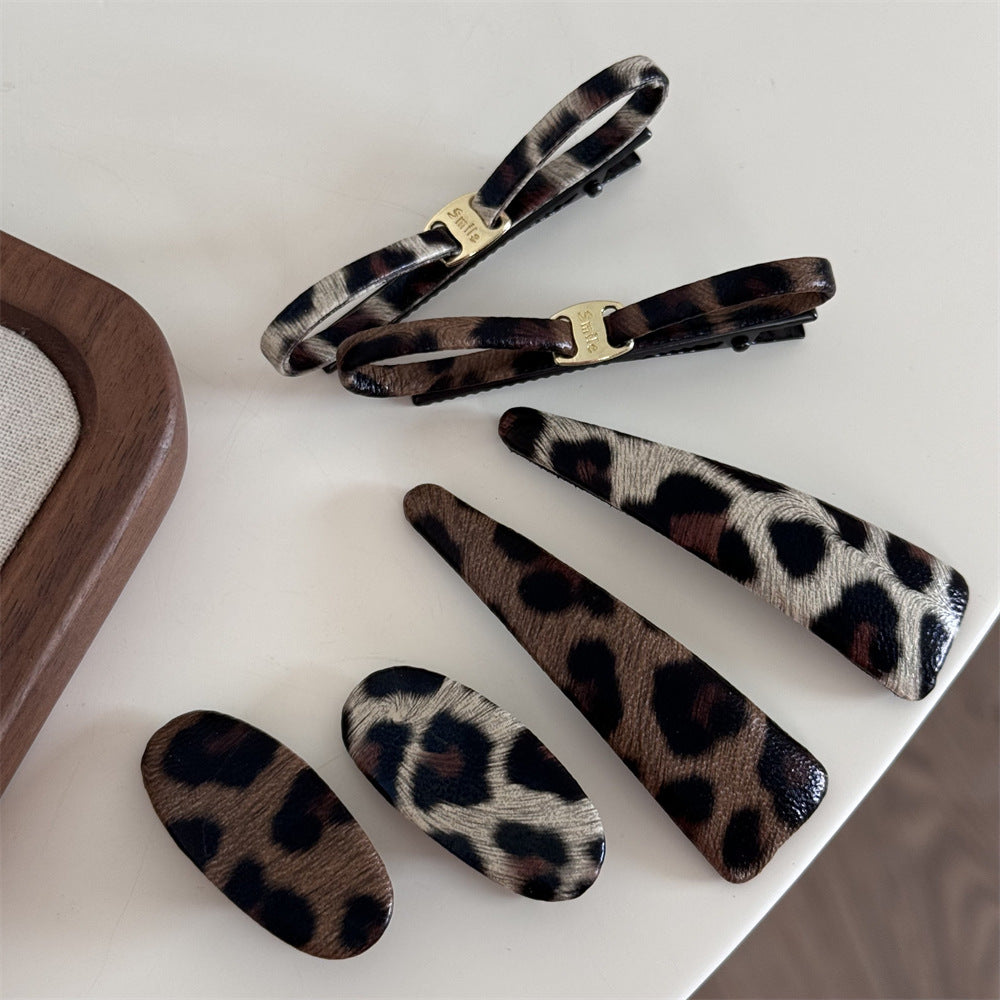 Leopard Leather Simple Hair Clips