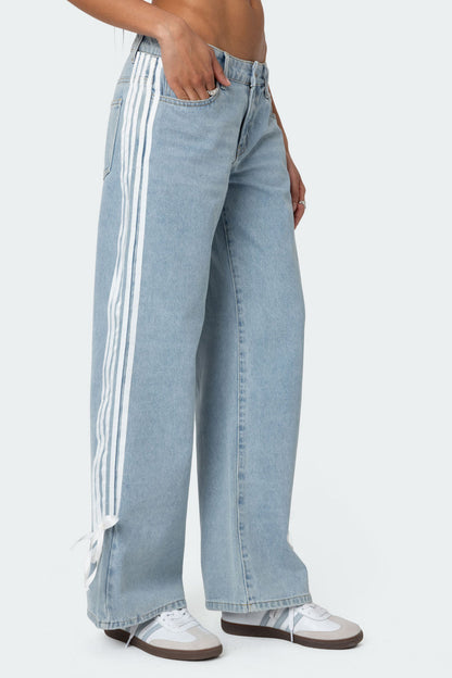 Low Collar Denim Pant Side Striped Jeans