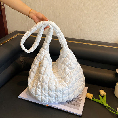 Solid Color Cloud Bag Puffer Shoulder Tote Bag