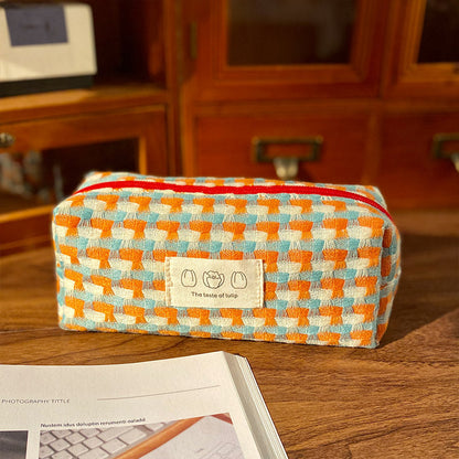 Simple Colorful Woven Pencil Case Pouch