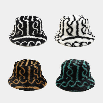 Striped Warm Plush Casual Bucket Hats