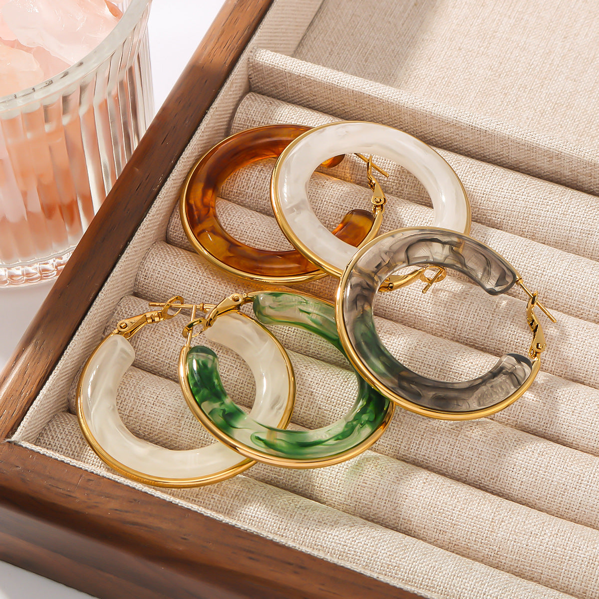 Vintage Acrylic Geometric Hoop Earrings