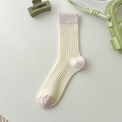 Color Block Ribbed Thin Socks