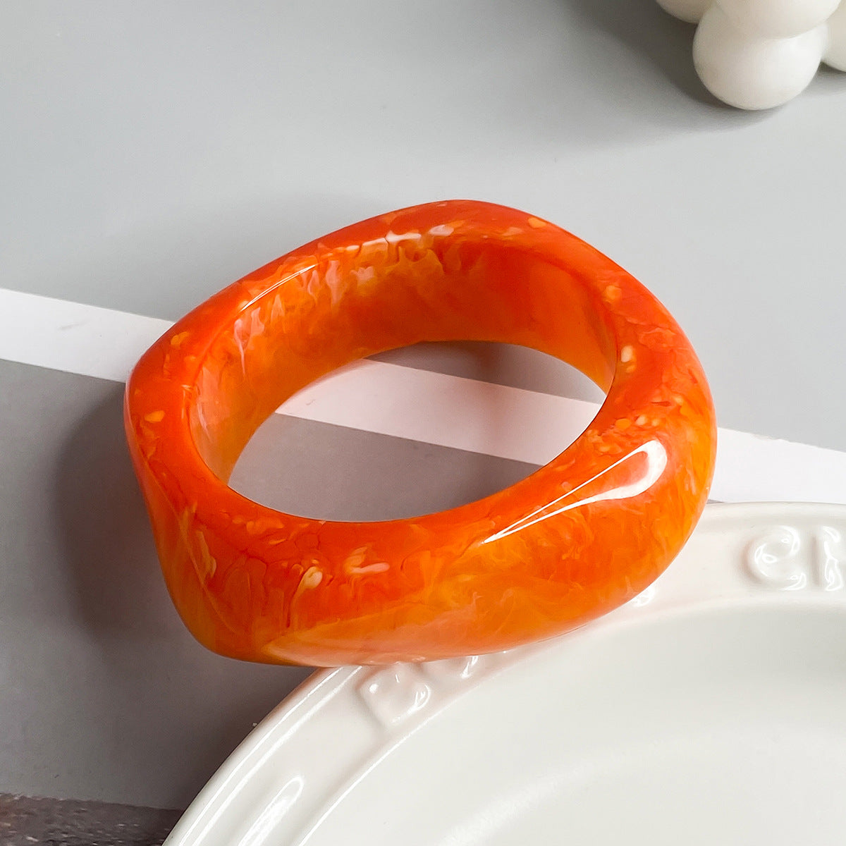 Simple Chunky Translucent Geometric Bangle