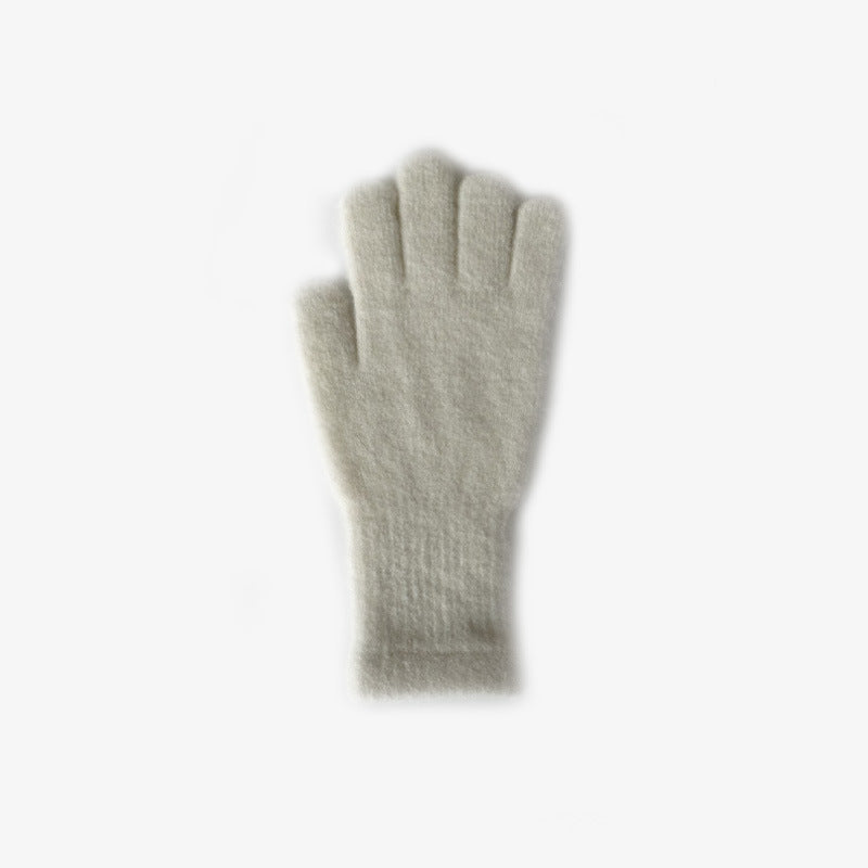 Solid Color Cute Plushed Knit Gloves