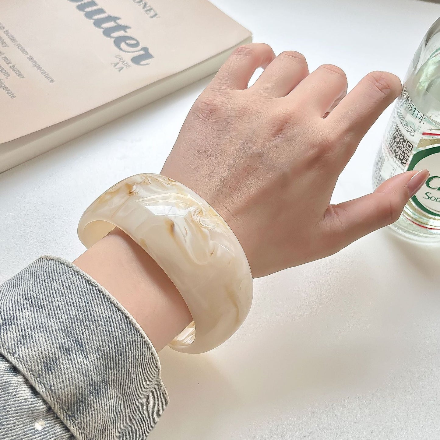 Minimalist Irregular Resin Wide Cuff Bracelet