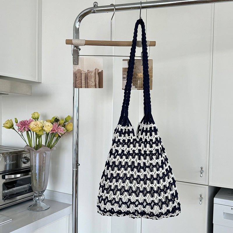 Hollow Out Color Block Shoulder Bag