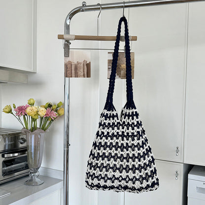 Hollow Out Color Block Shoulder Bag