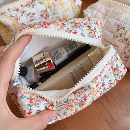 Floral Print Padded Simple Make Up Bag