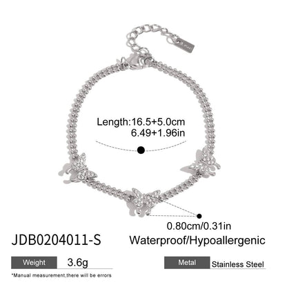 Stainless Steel Charm Linked Chain Strand Bracelet