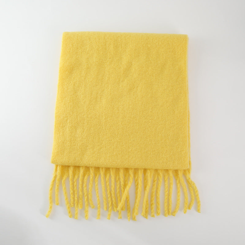 2+ Solid Color Tassel Mohair Scarves