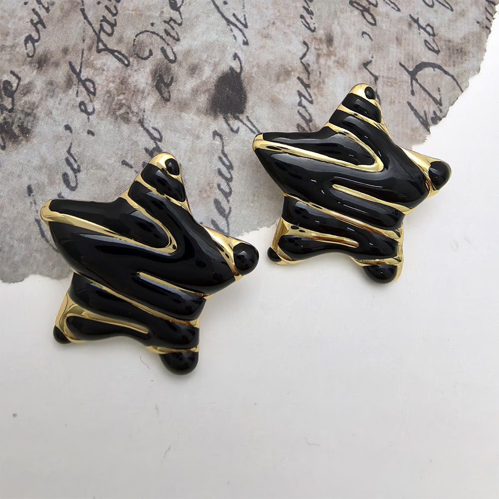 Luxury Star Handmade Drip Glaze Stud Earrings