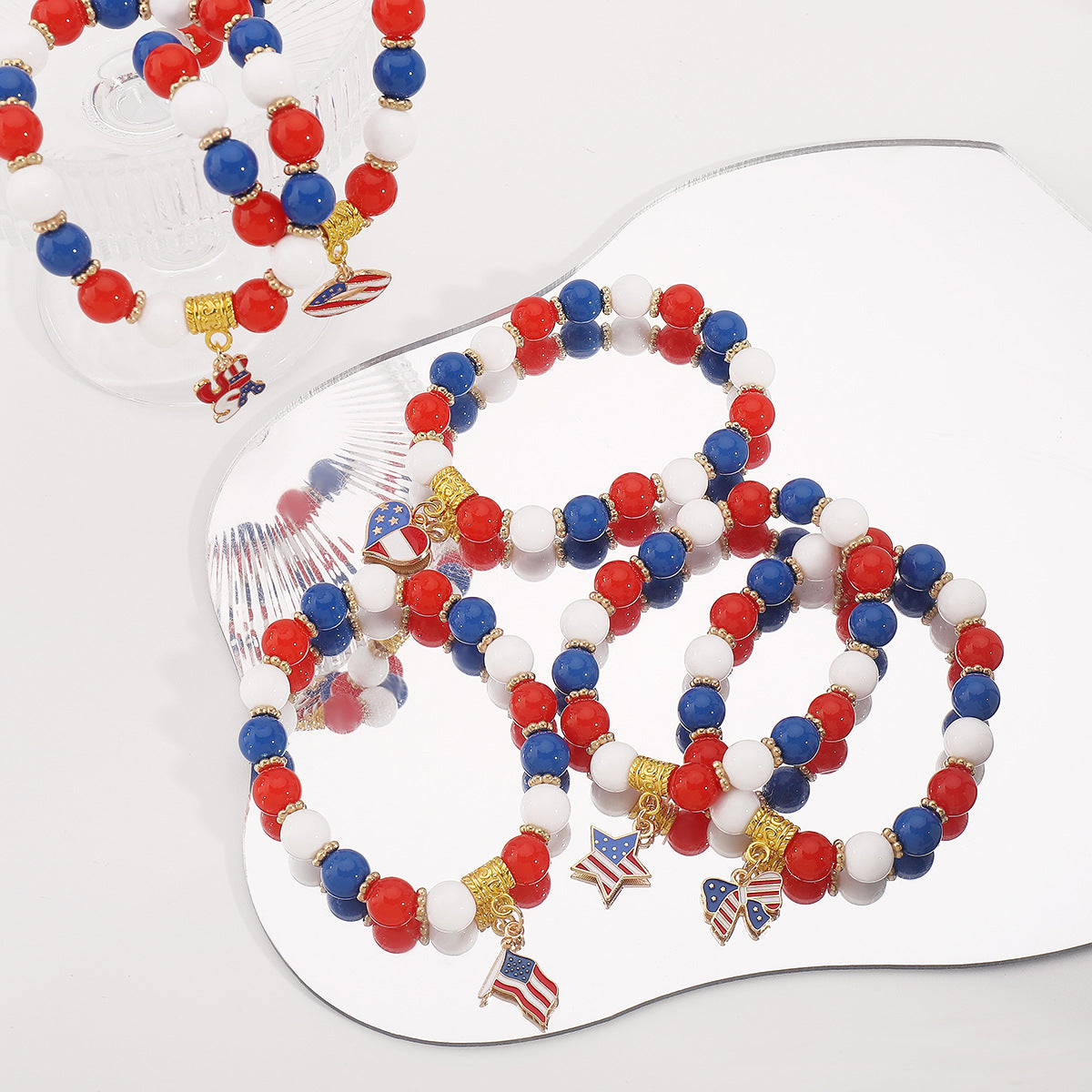 Minimalist USA Pendant Acrylic Beaded Bracelet