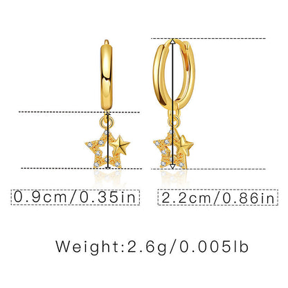 Copper Plated Gold Hollow Star Design Drop Earrings