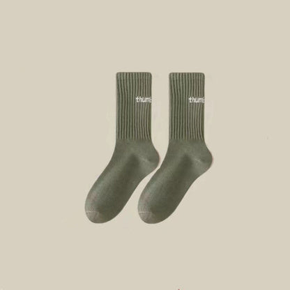 Simple Letter Solid Color Soft Socks
