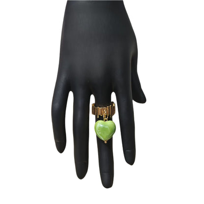 Trendy Candy Colored Ceramic Heart Ring