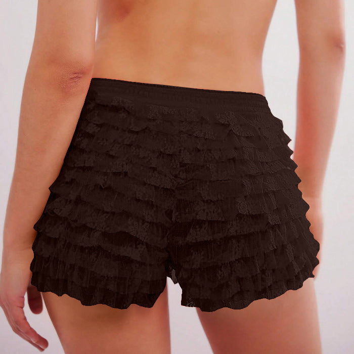 Ruffle Solid Color Low Waist Shorts