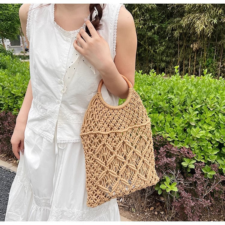 Handmade Woven Hollow Out Beach Handbag