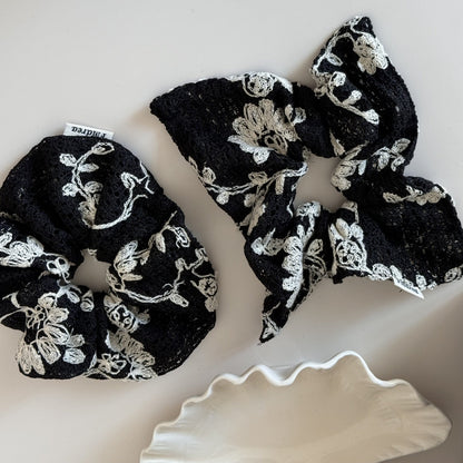 Vintage Flower Jacquard Knit Hair Tie