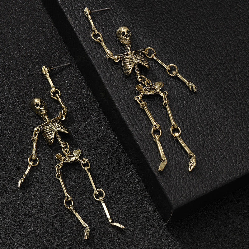 Punk Gothic Skeleton Skull Halloween Dangle Earrings