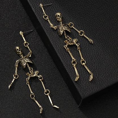 Punk Gothic Skeleton Skull Halloween Dangle Earrings