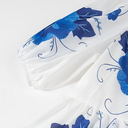 Trendy Flower Printed Tie Front Crop Top