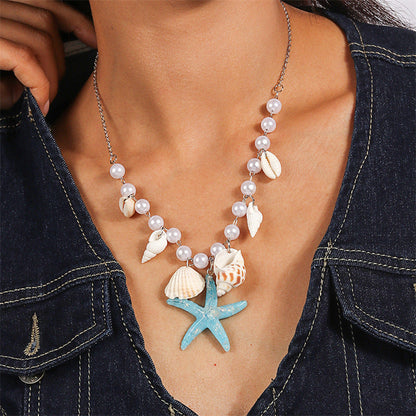 Trendy Shell Conch Pendant Layered Chain Necklace