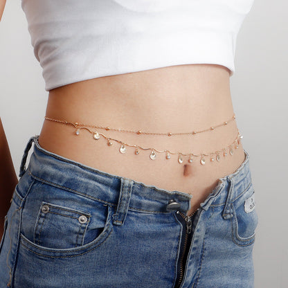 Simple Shell Sequin Rhinestone Waist Chain