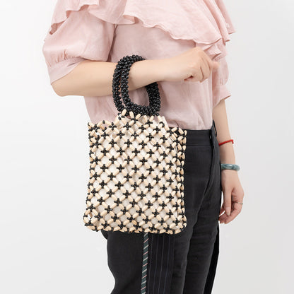 Wooden Bead Contrast Color Handbags
