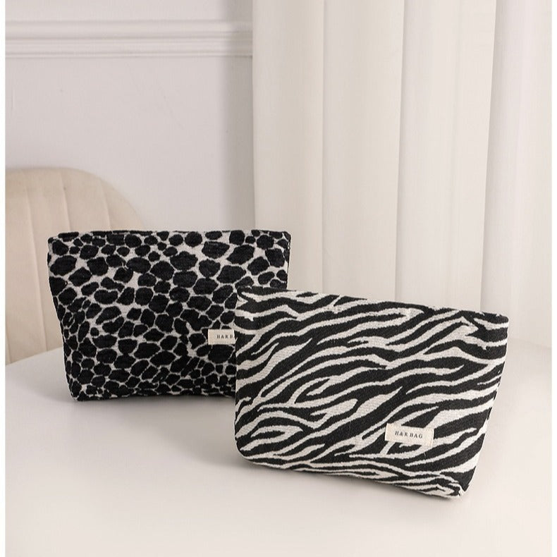 Leopard Zrbra Jacquard Simple Cosmetic Bag