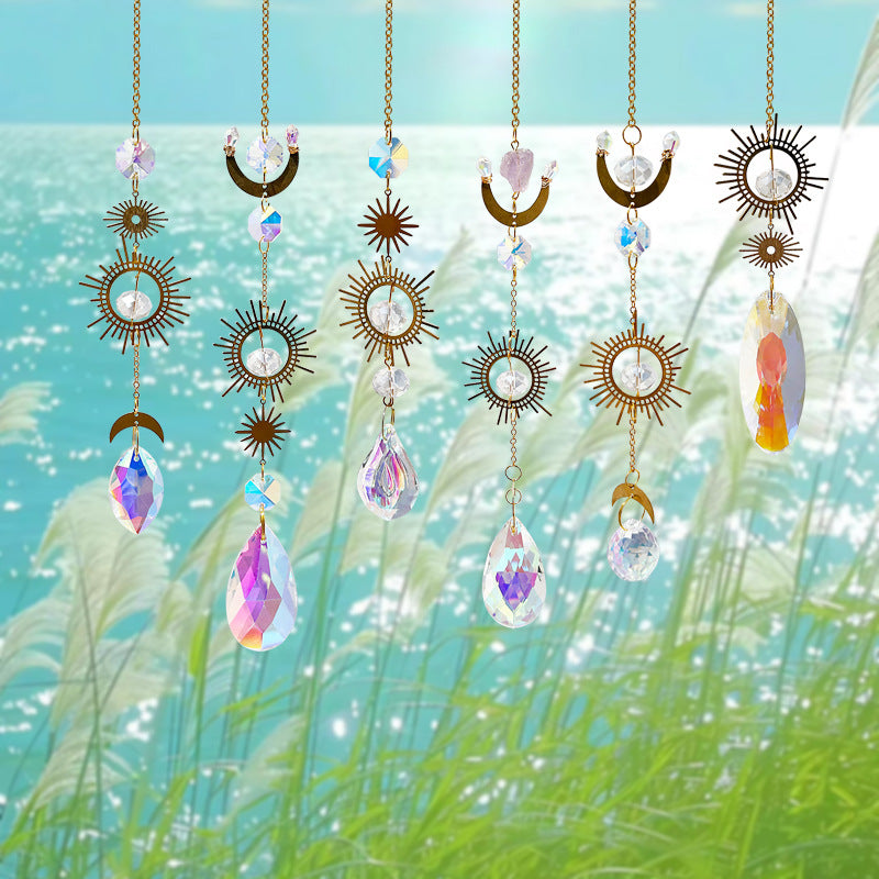 Sun Moon Suncatcher Colorful Crystal Decoration