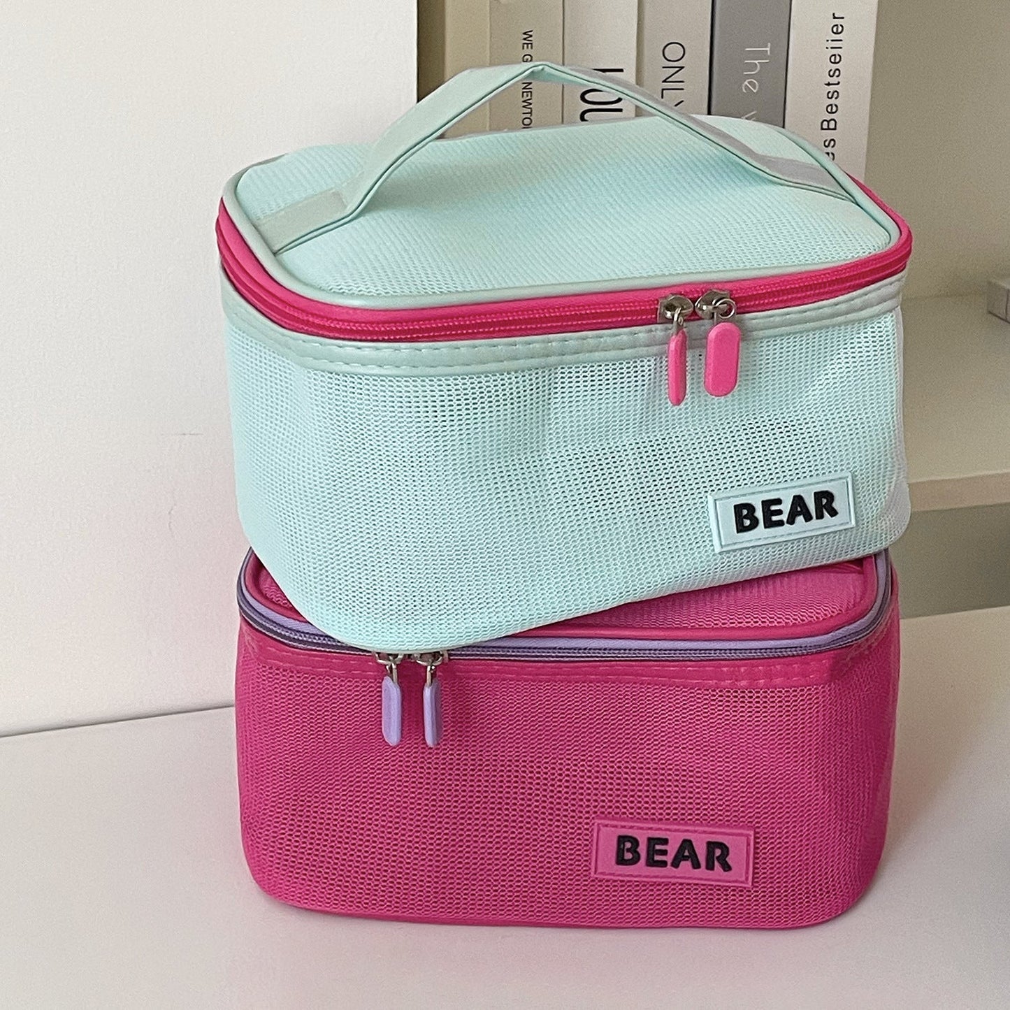 Color Block Large Capacity Make Up Bags