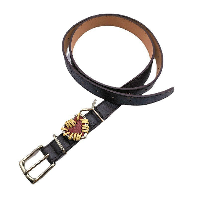 Red Love Distressed Letter Casual Belt