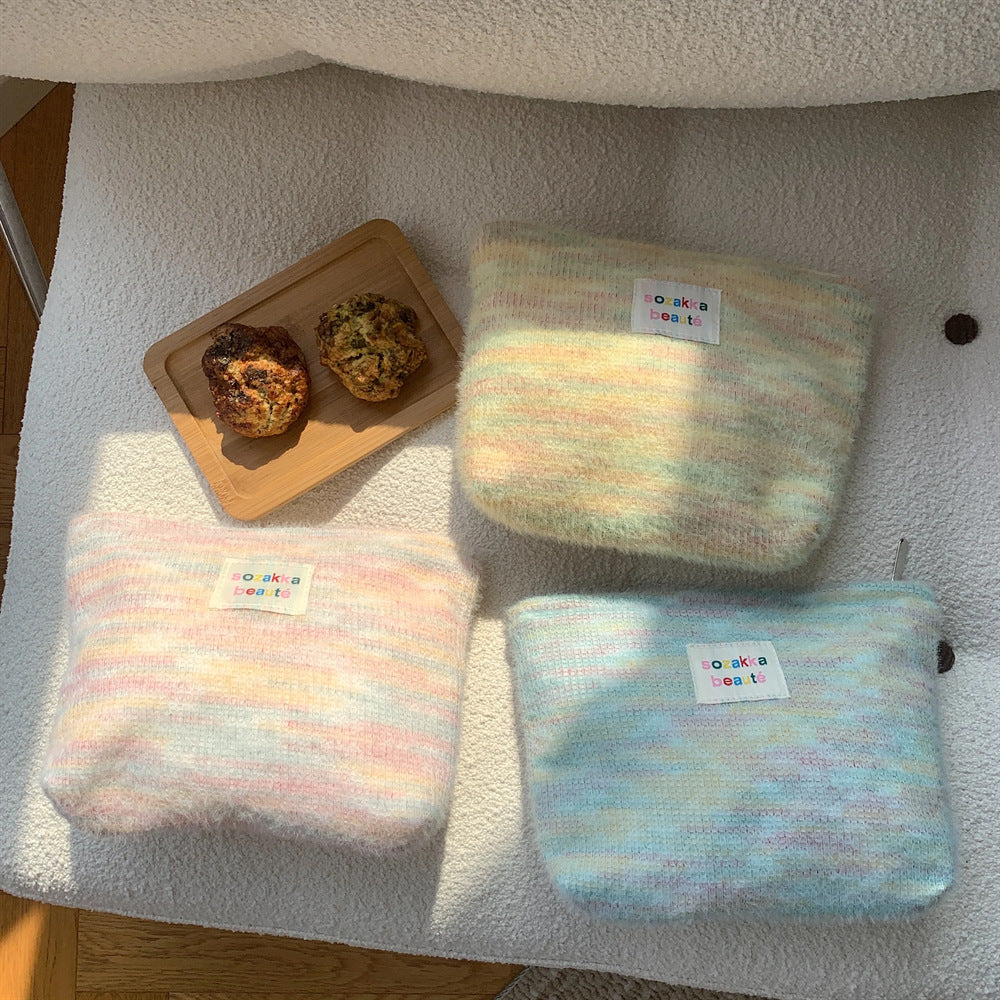 Rainbow Plushed Simple Make Up Bag