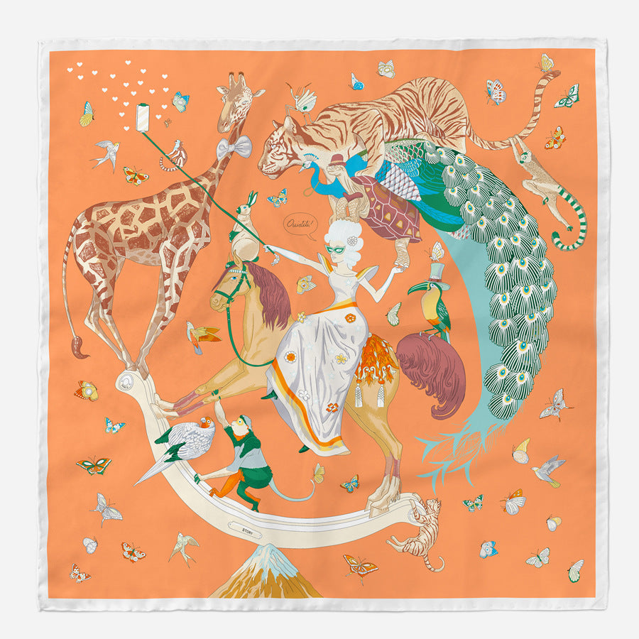 Colorful Animal Print Square Silk Scarf