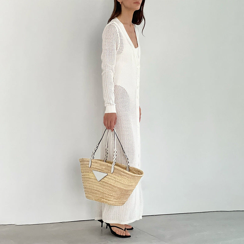 Solid Color Hollow Out Dress Cover Up