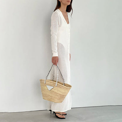 Solid Color Hollow Out Dress Cover Up