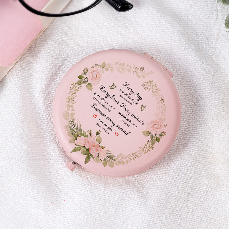 Pink Print Mini Foldable Makeup Mirror