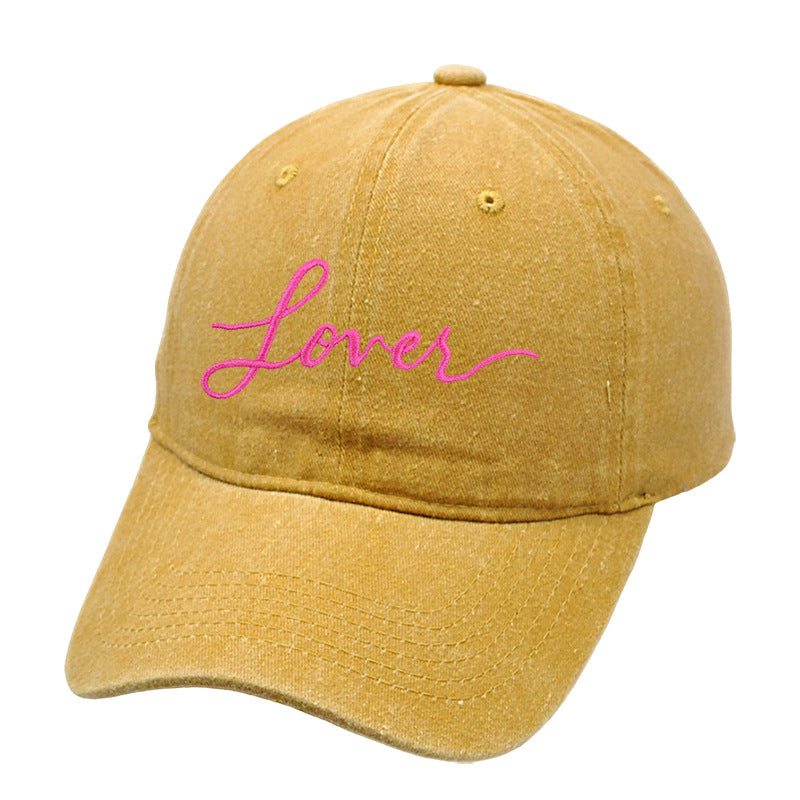 Letter Embroidered Washed Simple Baseball Caps