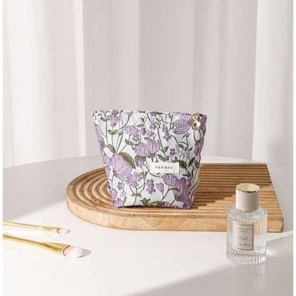 Purple Floral Jacquard Cosmetic Bag