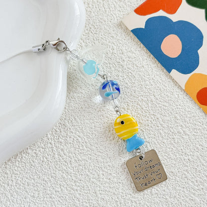 Cute Blue Fish Beaded Keychain Bag Charm
