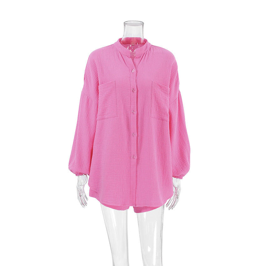 Solid Color Loose Casual Homewear Sets