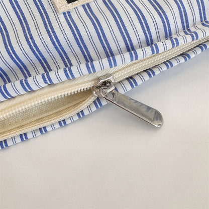 Striped Color Block Portable  Make Up Bag