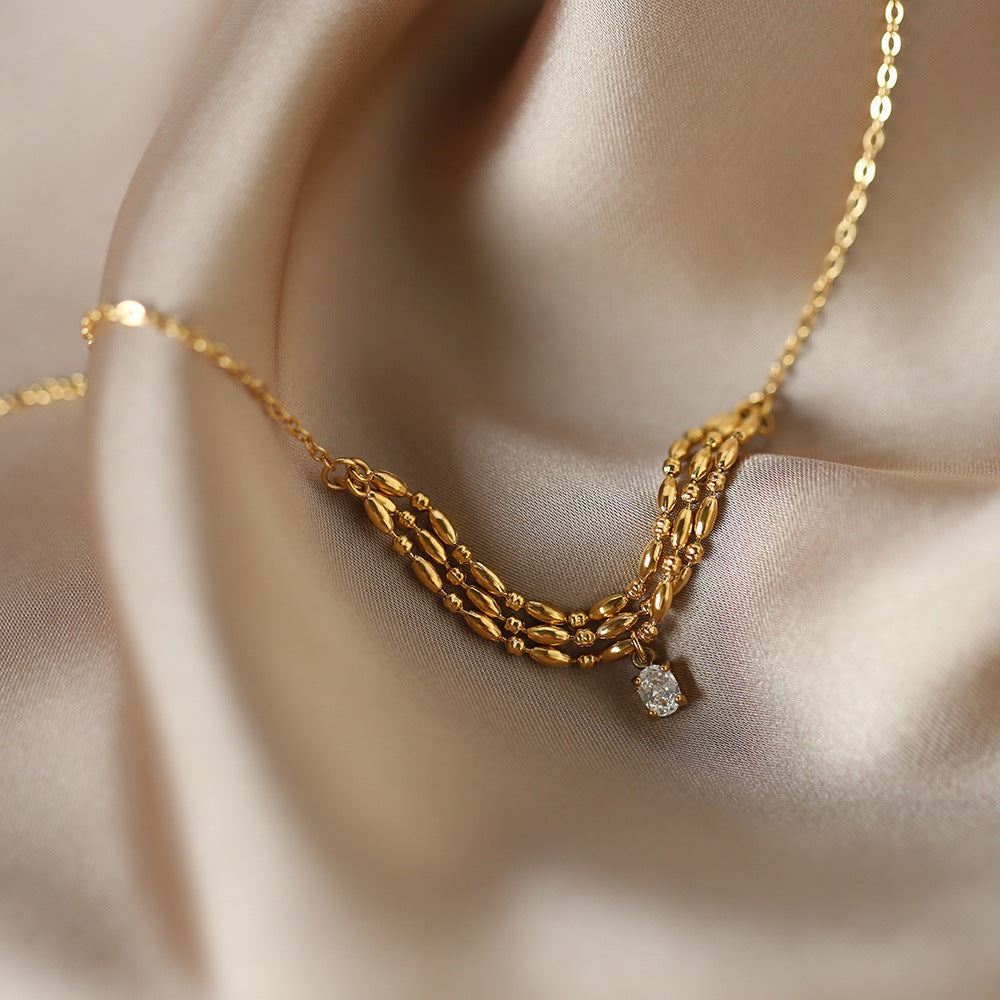 Trendy Zircon Twisted Chain Necklace